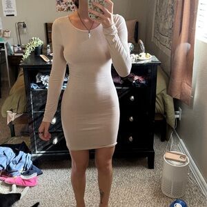 Forever 21 Cream Long Sleeve Dress